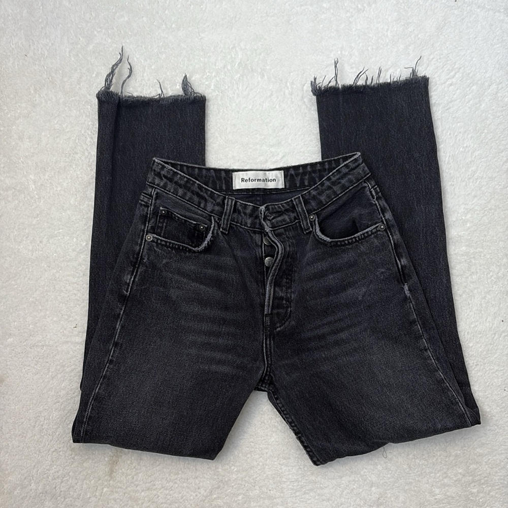 Reformation Brooke Jean Button Up In Pacific - Picture 2 of 5